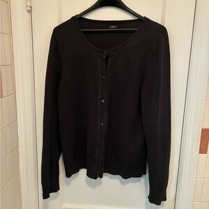 Talbots Black Women's Cardigan XL Preowned EUC Button-down Front PIMA COTTON